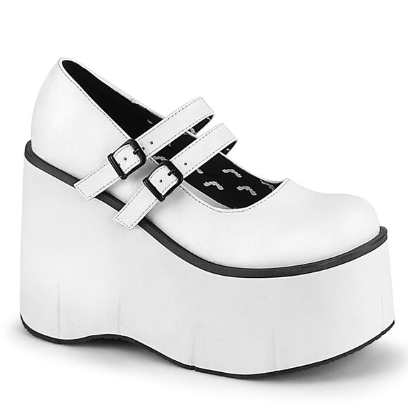 Demonia Kera 08 White Platform Mary Janes Shoe - Picture 1 of 1